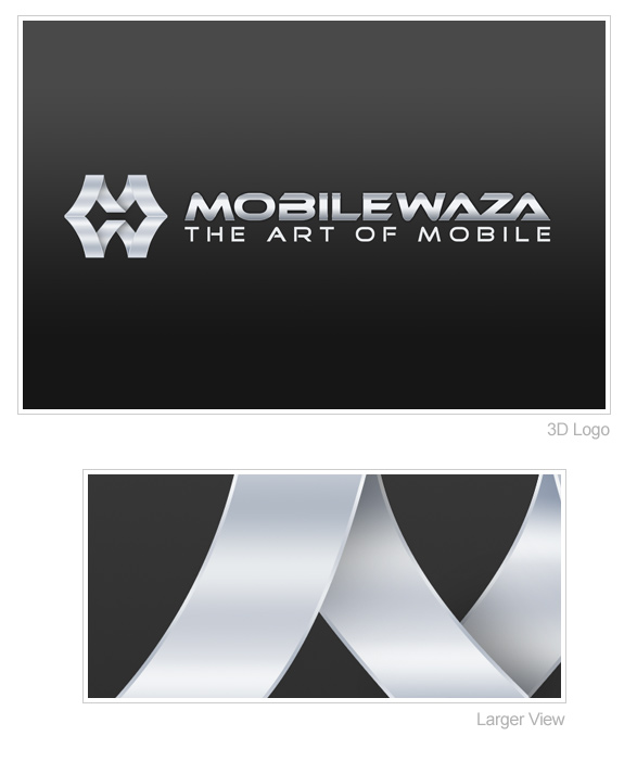 mobile Waza 3D logo design
